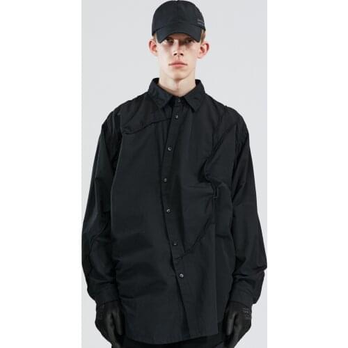 XS-6XL New 2021 Mens clothing Catwalk personality Path wrinkled Long Sleeve Shirt plus size costumes