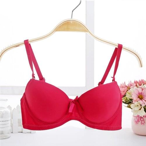 Women Back Closure Push Up Bras Smooth No Trace Rims Bras Sexy Gathered Brassiere Solid Women Bow Twist Underwire B Cup Bras