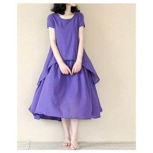 2018 New womens short sleeve female literary temperament cotton dress Ladys Dresses 18041