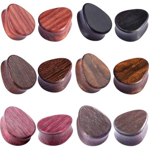 1Pair Fashion Wood Teardrop Ear Plugs Tunnel Earring Gauges Ear Expanders Stretcher Plug Ear Body Piercings Ring for man woman