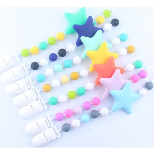 1Pcs New Baby Teether teething pacifier clips with Safe ABS beads Silicone pacifier chain Holder Nipples baby chew toys Teether