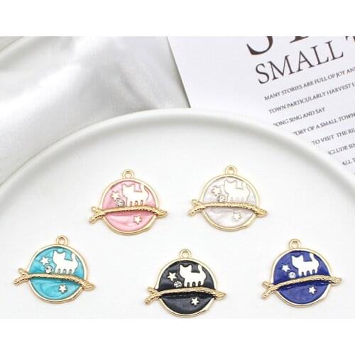 Newest 10Pcs Cute Cat Planet Charms Handmade Alloy Pendant For DIY Jewelry Making Pretty Necklace Earrings Accessories Wholesale