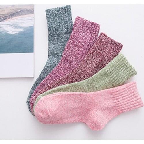 10pieces = 5 Pairs Autumn Winter Warm Women Cotton Socks Colorful Special Comfortable Knitted Girls Casual Socks Women