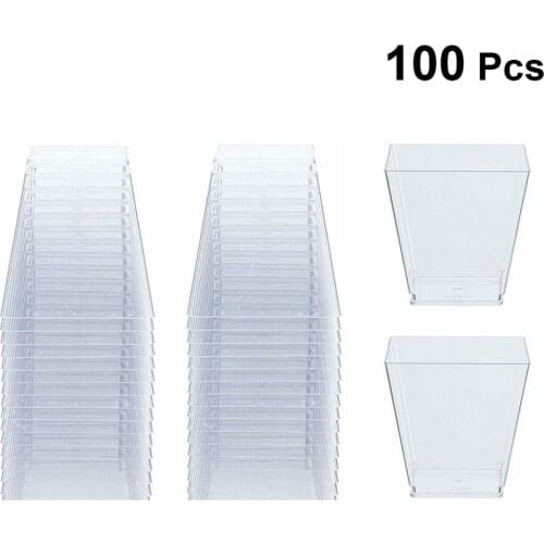 100PCS 60ML Transparent Dessert Cups PS Hard Trapezoid Square Dessert Cup Food Grade Portion Cups Disposable Des