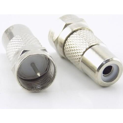 2Pcs Connector F Male Plug to RCA Female Adapter Plug Jack Coaxial Coax AV convert E14