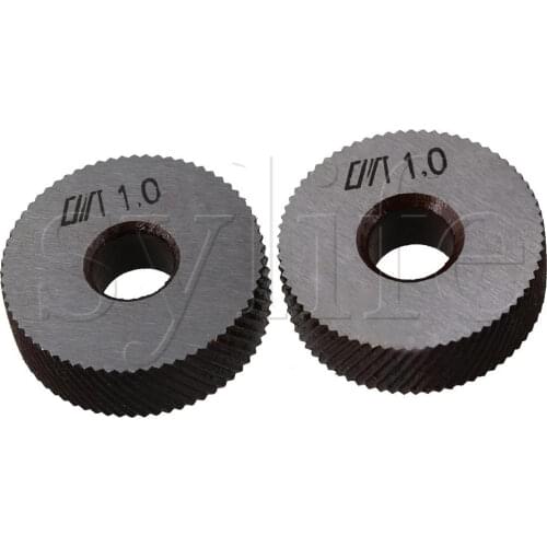 2 x Silver Steel Knurling Tool Diagonal Wheel Linear Knurl 26mm Dia 1mm Pitch