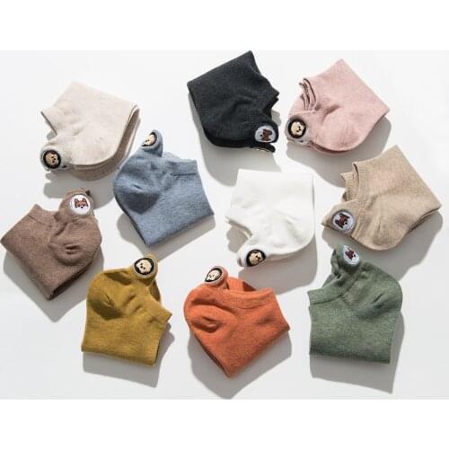 4 Pairs Pack Women Socks Funny Kawaii Happy Short Ankle Socks Girls Cotton Cartoon Cute Harajuku Socks Woman