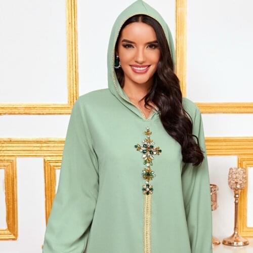 Abaya Dubai Turkey Muslim Hooded Dress Women Moroccan Caftan Elegant Lady Islamic Clothing 2021 Eid Mubarak Djellaba Femme
