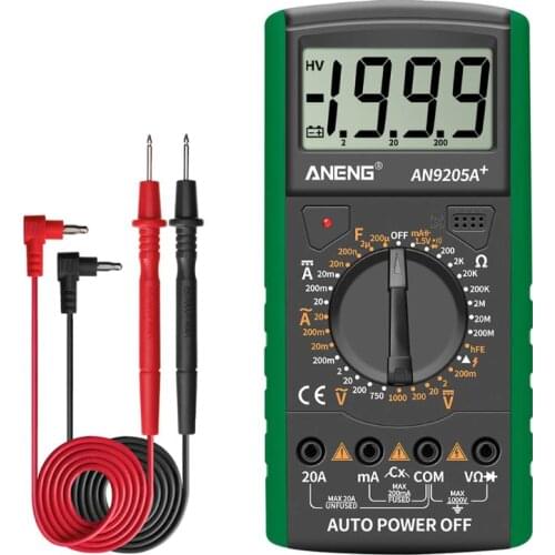 AN9205A+ LCD Digital Multimeter Voltmeter Ammeter Resistance Tester Anti-burn B85C