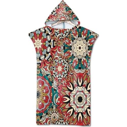 Bohemian Hooded Towel Wearable Bath Towel For Adults Mandala Sports Swimming Microfiber Beach Towels Poncho Women Bathrobe ST04