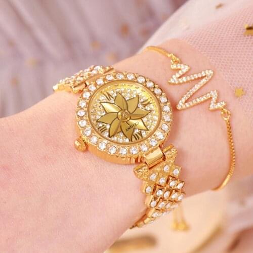 High Quality Luxury Gold Ladies Watch Round Women Watches Fashion Waterproof Watch Diamond Clock Female Wristwatch Dropshipping