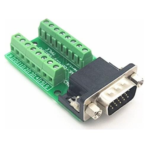 DB15 Male Breakout Board, DSUB Header Breakout Board, Terminal Block DSUB Module