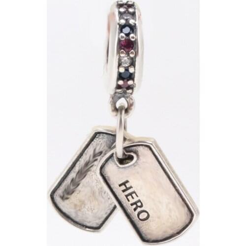 925 Sterling Silver Color Crystal Hero Dog Tag Akira Charm Diy Bracelet Necklace Accessory