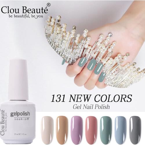 Clou Beaute 15ml 131 Colors Solid Nail Gel Top base Coat Soak Off UV Gel Varnish Gel For Nail Gel Polish DIY Nail Art Lacquer