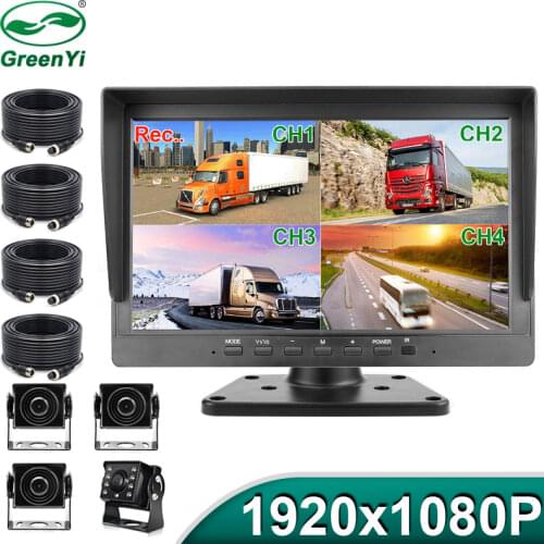 HD AHD 10.1 Inch 1920*1080P Car MP4 MP5 Truck Van Bus DVR Recording Video Monitor With 4CH AHD Front Rear Left Right Camera