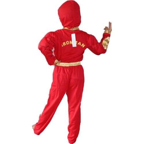 Halloween Party costumes muscle Boys model clothing,kid muscle Iron man Cosplay clothing,Long-sleeved T-shirt size:S-XXL