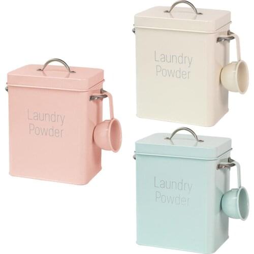 Laundry Powder Food Storage Bucket Square Laundry Powder Storage Box Container With Airtight Lid And Spoon