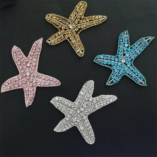 Maxsin 1 Pc High Quality Handmade Beaded Beautiful Colourful Rhinestone Starfish Clothing Accessories Handbag Shoe Hat Patch DIY