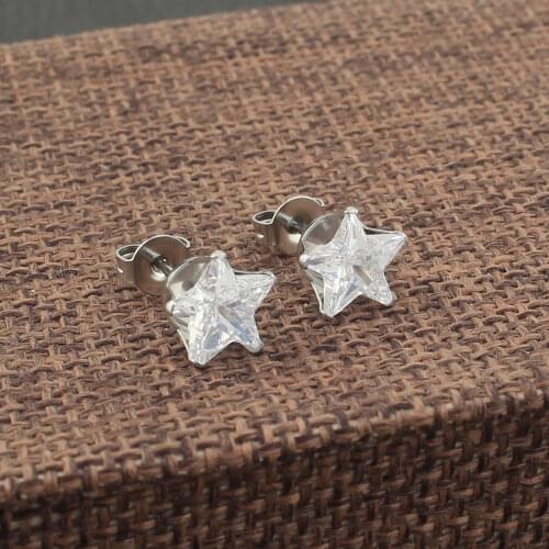 Fashion Stainless Steel Jewelry Mutil Size Five Star Stud Earrings For Woman & Girl Party Gift EASKACBN
