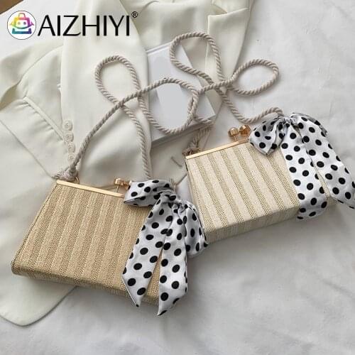 Fashion Woven Silk Scarf Shoulder Crossbody Bag Casual Women Hasp Small Purse Simple All-match Handbag for Female