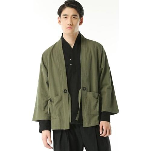 Japanese-style Harajuku Mens Shirt Casual Spring Autumn Vintage Blouse Men Cotton Camisa Masculina