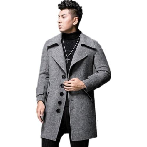 100% Wool Coat Autumn Winter Jacket Men Handmade Double-side Woolen Coats Windbreaker Long Jackets Abrigo Hombre XCH19002 MY1855