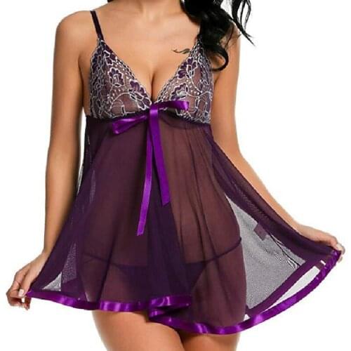 Large Size Underwear Embroidered Sequins Sexy Suspender Nightdress XXL Nightgown