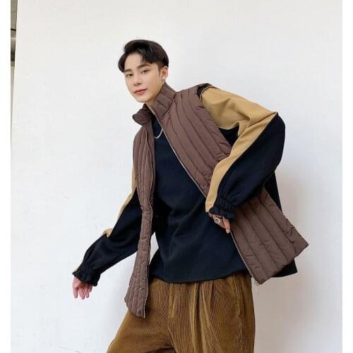2021 New Men Winter Cotton Padded Thicken Vest Coat Male Women Japan Korea Streetwear Fashion Show Casual Waistcoat Jacket