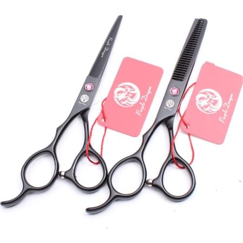 Left-Hand 6" 17.5cm Purple Dragon Black Professional Hairdressing Scissors Cutting Scissors Thinning Shears Hair Scissors Z8001