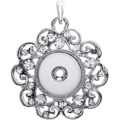 Wholesale 179 Rhinestone Flowers Snaps Button Necklace Pendant Necklace Fit 18mm Buttons For Women Charm jewelry