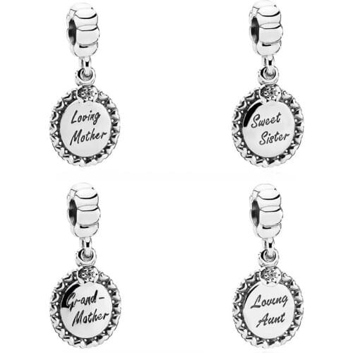 Original Loving Mother Sweet Sister Grandmother Loving Aunt Pendant Charm Fit Bracelet 925 Sterling Silver Charm Jewelry