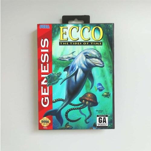 Ecco The Tides of Time - USA Cover With Retail Box 16 Bit MD Game Card for Sega Megadrive Genesis Video Game Console