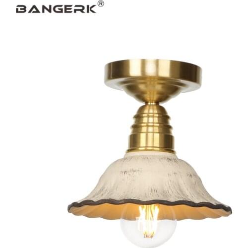 Nordic Design Copper Ceiling Lamp Modern LED Edison Loft Decor Brass Ceramic Ceiling Light Antique Indoor Lighting Fixtures