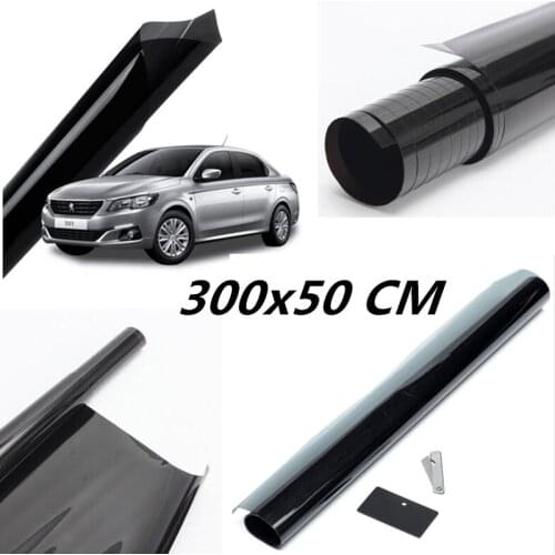50cmx300cm Dark Black Car Window Tint Film Glass VLT 5% Roll 1 PLY Car Sunshade Insulation Explosion-proof Sunscreen