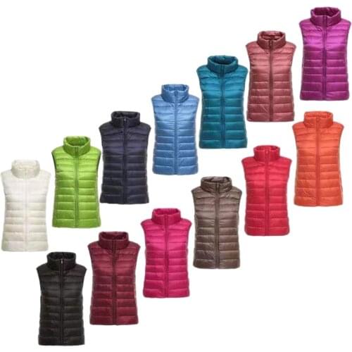 Ultra Light Slim Down Coat Women Winter Stand Collar Thin Jacket Windproof Padded Waistcoat Sleeveless Portable Duck Down Vest