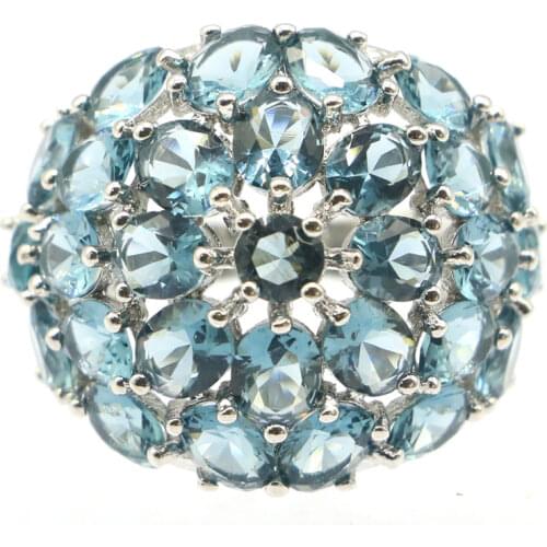 22x10mm Multi Color Created Tourmaline Peridot Violet Tanzanite Aquamarine Blue Topaz Silver Ring for Women Fine Jewelry