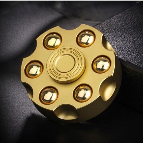 Revolver Shape Fingertip Gyro with Removable Bullet Metal Fidget Hand Spinner Stress Relief Toys for Children Adult