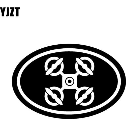 YJZT 13.5CM*9CM Drone Vinyl Decal Oval Quadcopter Car Sticker UAV Black/Silver C3-0190