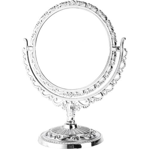 2 Sides Makeup Mirror Stand Table Cosmetic Mirror Plastic Dresser Mirrors Tools A0ND