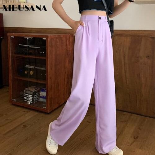 Women Elegant High Waist Wide Leg Pants 2021 Spring Aummer Casual Straight Suits Pant Female Loose Long Trousers Plus Size 4XL
