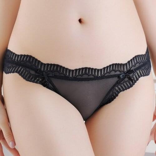 Womens Briefs Mesh Panties Bow Underpants Breathable Female Transparent Lingerie Cute Girls Intimate New Panty 5016