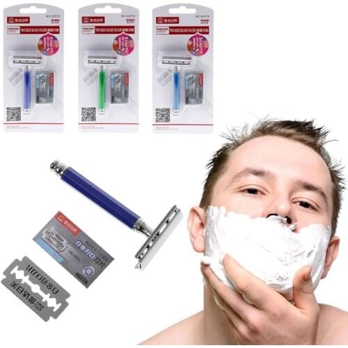 1 Set Safety Manual Razor Double Edge Blade Replacement Men Beard Trimming Facial Care Hair Mustache Remove Home Accessory X7YB
