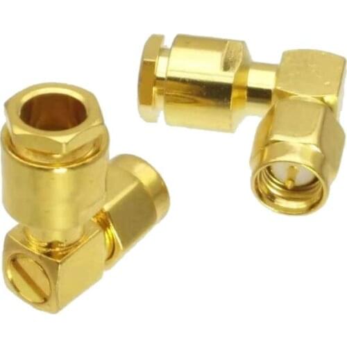 10pcs Connector SMA male plug clamp RG58 RG142 LMR195 RG400 cable Right angle RF Coaxial