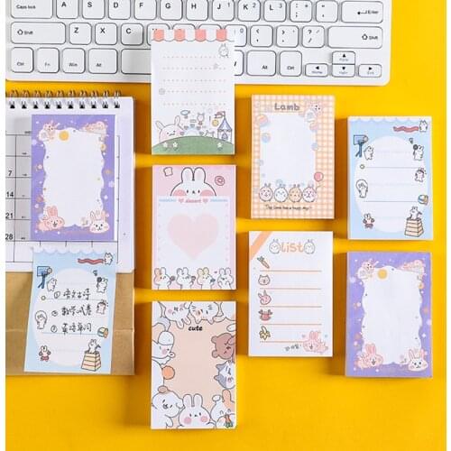 100Sheets Cute Cartoon of Rabbit Memo Pad Students Memo Notes Can Tear N Times Posted Message Notepad Stationery Gifts