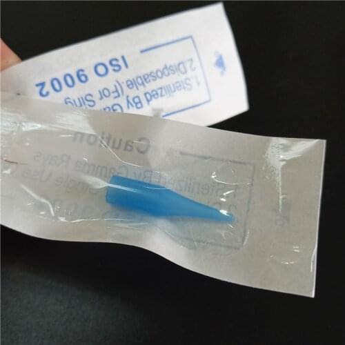 100Pcs Blue 0.4*0.6*2.5CM Permanent Makeup Eyebrow Lips Small Tip Tattoo Needle Caps Nozzle Machine