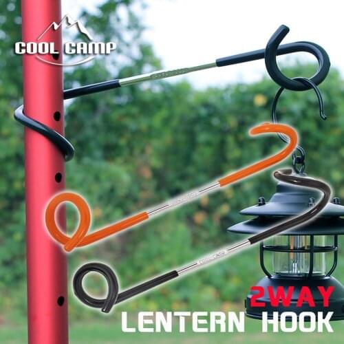 2 Way Tent Pole Lamp Holder Hook Lantern Hanger Post Camping Climbing Fishing Tool For Hunting Outdoor Elements Fishing Bivouac