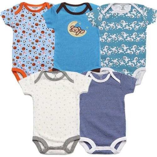 2020 Summer Baby Rompers Cotton Short Infant Jumpsuit 5 Pieces Brand Girls Clothing Set Cartoon Newborn Romper Baby Boy Clothes