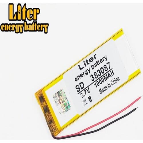 3.7V 1000mAh 383087 Lithium Polymer Li-Po li ion Rechargeable Battery cells For Mp3 MP4 MP5 GPS mobile bluetooth