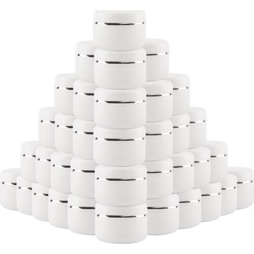 30Pcs 20g Cream Jar White Plastic Makeup Container,PP Sample Cosmetics Box,Empty Mask Canister Refillable Bottles