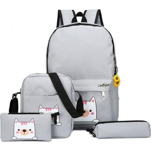 4 pcs/set High Quality Canvas School Bag Fashion School Backpack for Teenagers Girls schoolbags kid backpacks mochila escolar